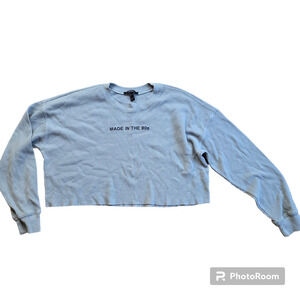 Forever 21 Made In The 90s Cropped Long Sleeve Waffle Knit Top